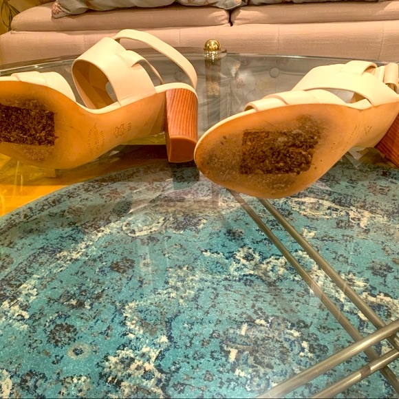 ✨Via Spiga✨ Cream Double Strap Sandal W/Chunky Heel - Picture 6 of 7